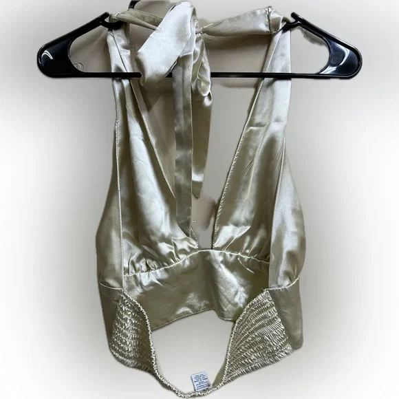 🌸5/$25🌸 Elegant Silk Cream Adjustable Halter Top - Picture 5 of 6